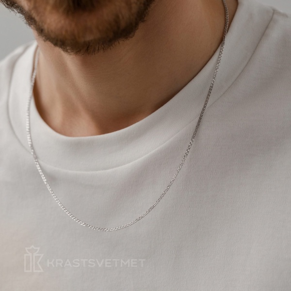 Цепь из белого золота, плетение «Ромб двойной»